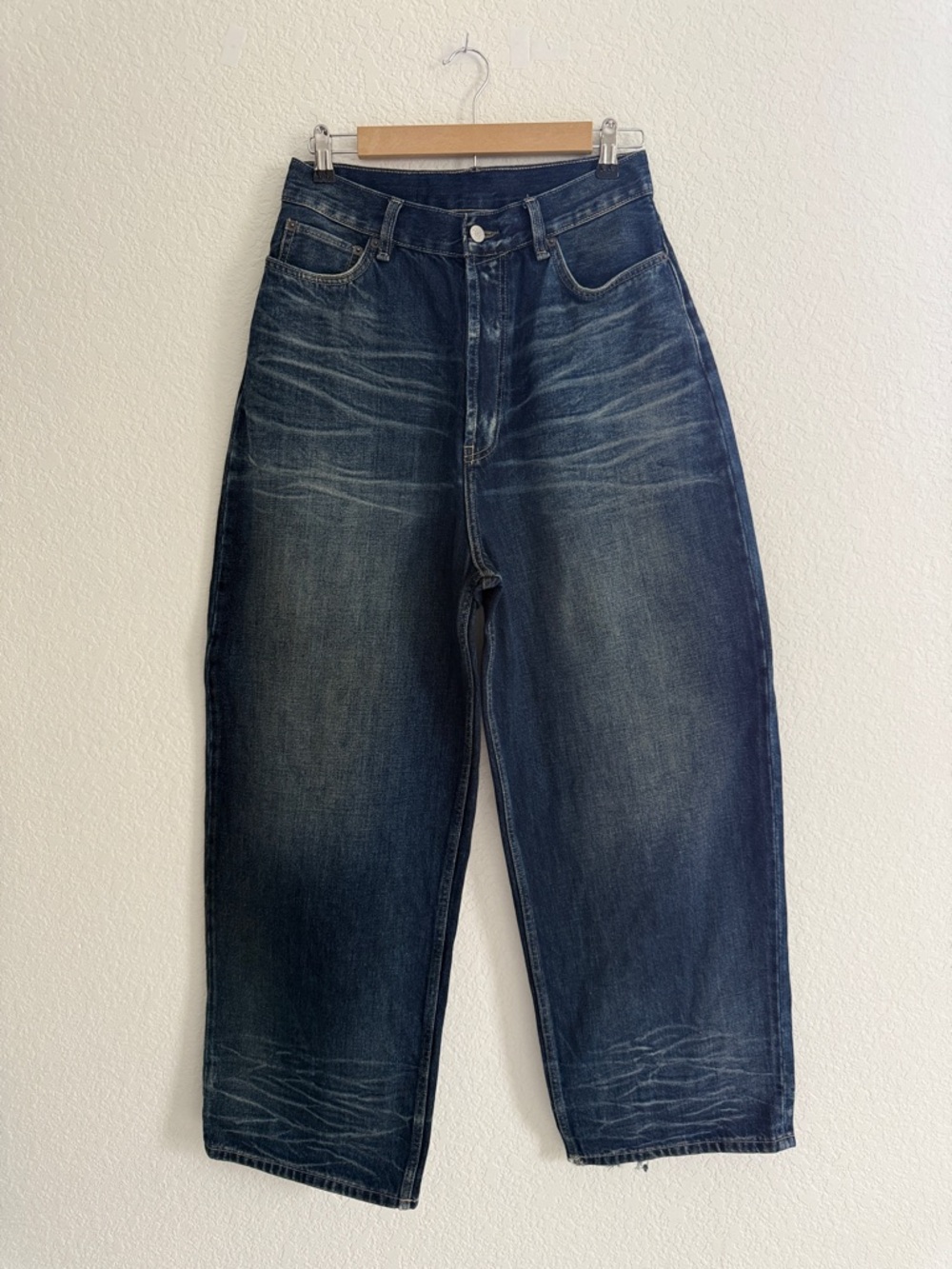 Acne Studios 2023M FN Dark Blue Washed Baggy-Fit and Wide-leg Jeans Size 44 - Picture 4 of 16